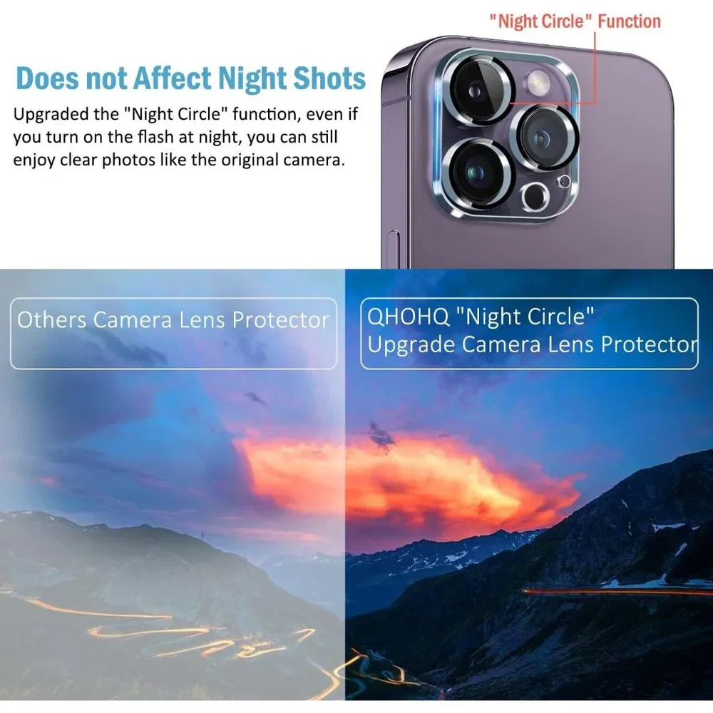 3 Pack Tempered Glass Camera Lens Protector for iPhone 14 Pro 6.1 14 Pro Max 6.7